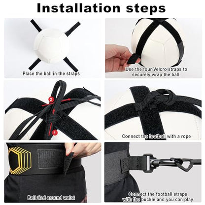 Surpop Soccer/Volleyball/Rugby Trainer, Football Kick Throw Solo Practice Training Aid Control Skills Adjustable Waist Belt for Kids Adults