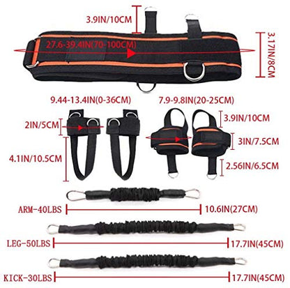 Exercise Boxing Resistance Bands Leg Strength Training Home Workout Equipment Bounce, Explosive Power Training for MMA, Bounce,etc Indoor and Outdoor Fitness Training, Set of 12