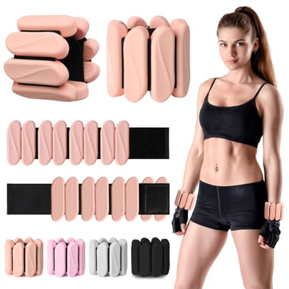 Wrist Weights, 2Pack Wearable Wrist Ankle Weights for Women & Men, Adjustable Arm and Leg Weights, Silicone Weighted Bangles for Walking Yoga Pilates Running Dance Gym 2lb - color: Meat Pink