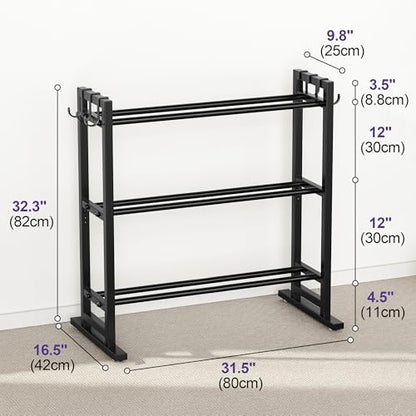 niffgaff 3 Tier Adjustable Dumbbell Rack, Weight Rack for Home Gym, 450 lb Capacity with Extra Storage Hooks