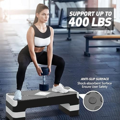 GYMMAGE Aerobic Exercise Step, Adjustable Height, - color: White