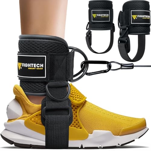 FIGHTECH Ankle Straps Cable Machine Attachment for Gym - Cable Kickback Ankle Straps - Padded Ankle Cuffs for Glute Kickbacks and Leg Workouts - color: Pro Black