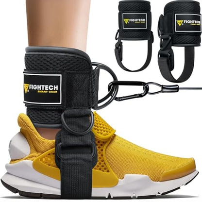 FIGHTECH Ankle Straps Cable Machine Attachment for Gym - Cable Kickback Ankle Straps - Padded Ankle Cuffs for Glute Kickbacks and Leg Workouts - color: Pro Black