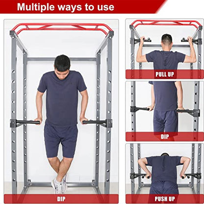 Dip Bar Attachments for 2" x 2" or 3" x 3" Power Rack - Narrow & Wide Dips Double Handles (Patent Pending) - color: For 3" x 3" Rack