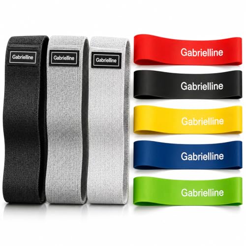 8-Piece Resistance Bands Set – 5 Latex Bands + 3 Fabric Booty Bands – Full Body Home Workout Kit for Women & Men