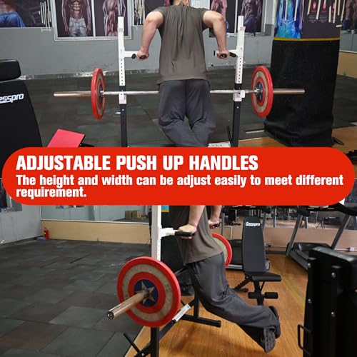 Gresspro Barbell Rack Stand with Dip Bar Attachment - Multifunctional Adjustable Squat Rack, Heavy-Duty Dumbbell Rack, Strength Training Dip Station, Home Gym Equipment Max Load 550lbs - color: Black