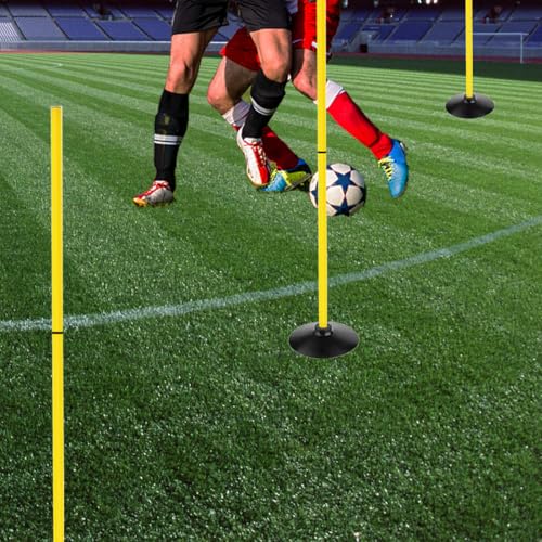 TNZMART 4.9FT Training Agility Poles Detachable Soccer Training Sticks Multi-Purpose Slalom Boundary Poles with Rubber Bases - style: Pack of 6