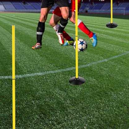 TNZMART 4.9FT Training Agility Poles Detachable Soccer Training Sticks Multi-Purpose Slalom Boundary Poles with Rubber Bases - style: Pack of 12