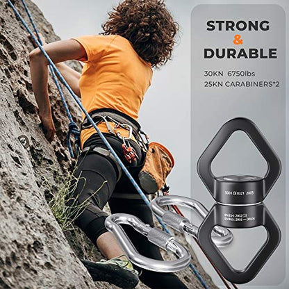 Swing Swivel, YARKOR Safety Rotational Device Hanging Accessory, 30KN 360° Rotational Device for Web Tree Swing, Rock Climbing, Hanging Hammock, Aerial Dance