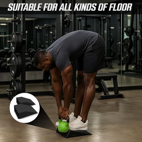 2 pack Squat Wedge Block for Heel Elevated Squat Weightlifting Calf Stretcher Slant Board for Mobility Balance and Strength Performance