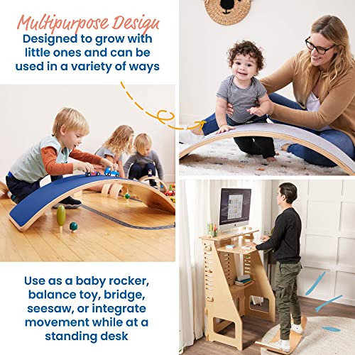 ECR4Kids Balance Board with Felt Base, Montessori Toy, Blue - color: Blue