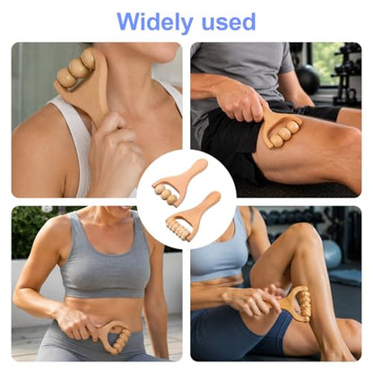 2pcs Wooden Massage Roller,Foot Roller,Wooden Rollers For Massage,Wood Therapy Massage Tools,Muscle Roller,Wood Bead Massage Roller Stick,Manual Massage Roller Tool For Body Care And Relaxation