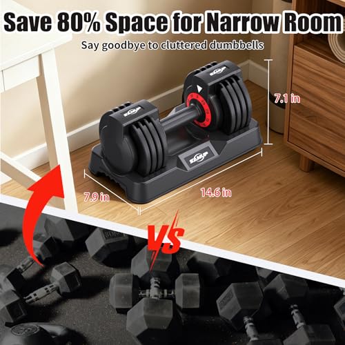 Adjustable Dumbbell Set of 2, 50LBS/100LBS Weights Dumbbell Set with Storage Box, 25lbs/50lbs Pair Adjustable Weights with Anti-slip Silicone Grip, 5-in-1/10-in-1 Quick-Lock Hand Weight Set For Home Gym Suit both Men and Women - color: 25LBS Pair(Total 50