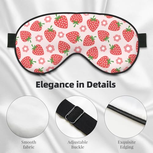 Pink Strawberry Floral Sleep Mask Eye Mask with Adjustable Strap Eye Sleep Shade Cover Blocks Light for Women Men Airplane Travel Nap - color: Pink Strawberry Floral