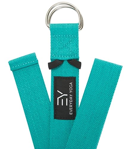 Everyday Yoga Strap with Metal D-Ring - Durable Stretching Strap for Yoga, Pilates, Flexibility & Physical Therapy (6ft, 8ft, 10ft)
