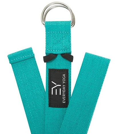Everyday Yoga Strap with Metal D-Ring - Durable Stretching Strap for Yoga, Pilates, Flexibility & Physical Therapy (6ft, 8ft, 10ft)
