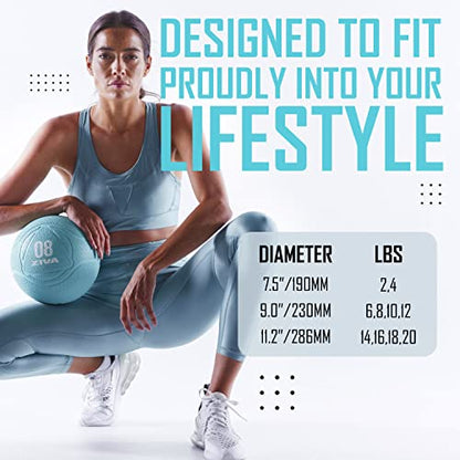 ZIVA Medicine Ball – Durable Rubber Weighted Ball with Easy-Grip Textured Shell for Core, Balance and Strength Training – Commercial Quality (Turquoise, 4–12 lb) - style: 4 Pounds