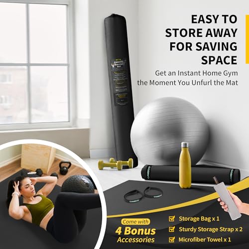 CAMBIVO Large Exercise Mat for Home Workout, 8'x6'/7'x5'/6'x4' (7 mm) Extra Thick Exercise Mat for Home Gym, Shoe-Friendly, Non-Slip Gym Mat for Jump Rope, Weights, Cardio, Fitness
