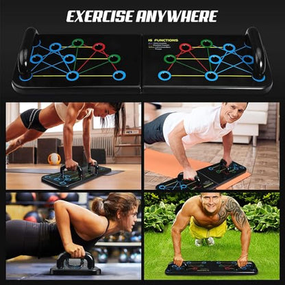 Push Up Board - Pushup Bars Handles Portable Foldable Workout Exercise Fitness Chest Muscle Exercise Professional Equipment Burn Fat Strength Training Arm Men & Women