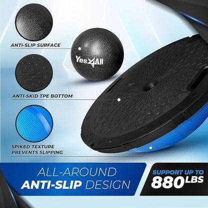 Yes4All 880LBS Half Ball Balance Trainer, Pilates Balance & Stability Ball for Exercises, Home Gym, Floor & Full Body Workouts