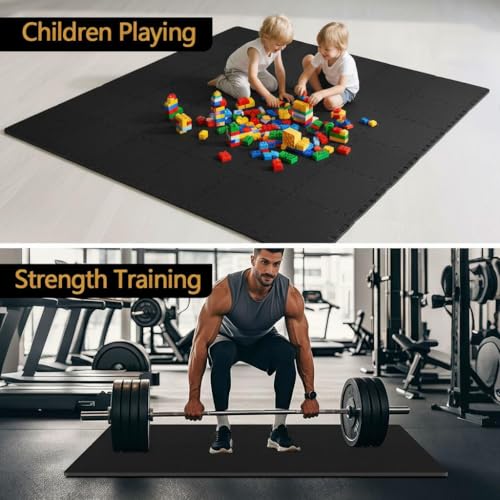 Home Workout 12 "× 12" Interlocking Gym Foam Tiles, 20 Tiles Non-Slip & Noise Reduction Home Gym Flooring Mats, Foam Tiles for Floor, Indoor Fitness Strength Training, Yoga, Easy to Store