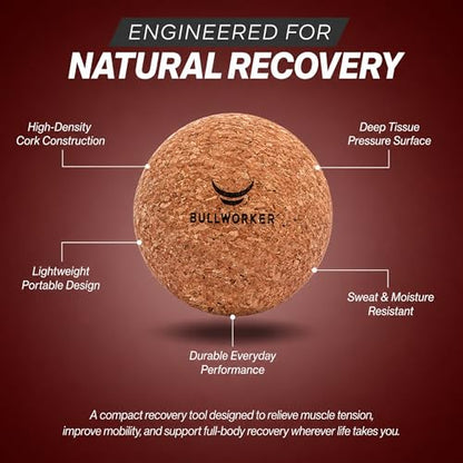 Bullworker 4" Cork Massage and Fitness Ball Recovery Tool - Deep Tissue Muscle Tension Release for Trigger Point, Muscle Soreness, Yoga Therapy, 10 CM