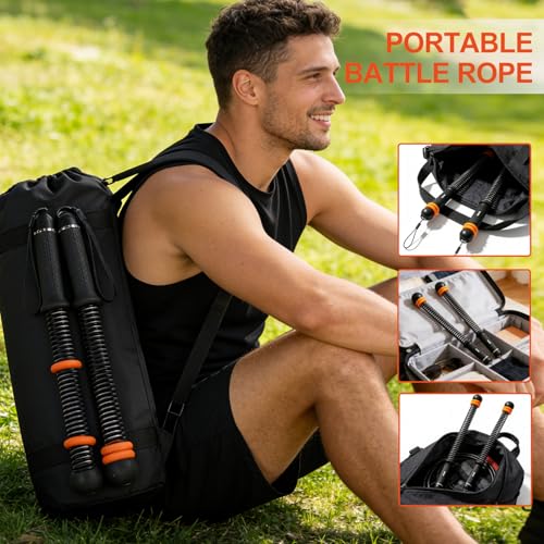 Ropeless Battle Ropes - Adjustable Weight Ropeless Battle Ropes for Home Gym, Portable Cordless Workout Fitness Equipment for Strength Building, HIIT and Low-Impact Aerobic Training for Men & Women
