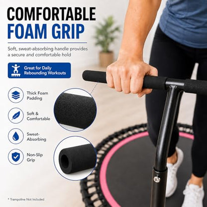 Trampoline Handle Bar Rebounder Handle Bar for Most Brands Mini Fitness Trampolines Fits Foot Tubes up to 0.98IN~1.26IN Diameter (Trampoline not Included) Non-Slip Comfortable Handles