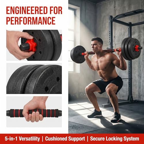 Adjustable Dumbbells Set of 2,Free Weight Set with Connector,Used as Barbell, Kettlebells, Push up Stand, Weight Plate, Fitness Exercises for Home Gym Suitable Men/Women