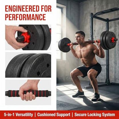 Adjustable Dumbbells Set of 2,Free Weight Set with Connector,Used as Barbell, Kettlebells, Push up Stand, Weight Plate, Fitness Exercises for Home Gym Suitable Men/Women
