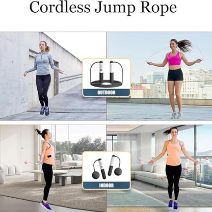 Skipping Rope with Counter, Gravity Ball Jump Rop, Counting Jump Rope, Cordless, Intelligent Digital Jump Rope, Adjustable Skipping Rope for Lose Weight- Black