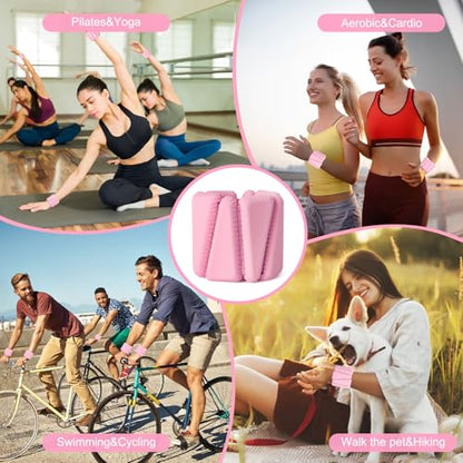 Wrist Weights, Adjustable Wrist Ankle Weights for Women, Wearable Arm & Leg Weights Set of 2(1 lb Each), Weighted Bangles for Walking, Yoga, Dance, Barre, Gym
