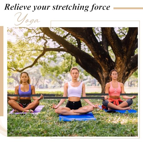 Hiboom 6/9 Pcs 5ft Yoga Stick Natural Bamboo Black Exercise Stick with Non-Slip Rubber Ends Stretching Tool Posture Corrector Stretch Tool for Flexibility, Workout, Balance Fitness