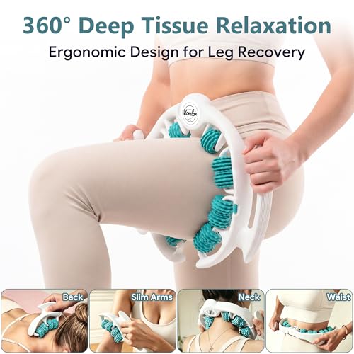 Cellulite Massage Roller - Lymphatic Drainage Tool for Deep Tissue Fascia Massage - Muscle Roller for Legs & Buttocks, Anti-Cellulite Massager for Body Contouring and Skin Smoothing（Green）