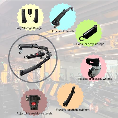 Adjustable Twister Arm Exerciser, 22-440lb Hydraulic Power for Men Women, 3 in 1 Hydraulic Power Chest Workout Equipment with Ab Roller Wheels and Hooks, Shoulder Muscle Training Fitness Equipment
