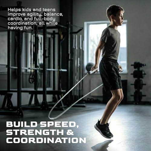 WOD Nation Attack Speed Jump Rope Adjustable Dual-Cable Skipping Rope for Men, Speed & Weighted Options, Fast Fold-Over Adjustment Durable Adult Boxing Rope for Fitness, Cardio Home Gym & Cross Training - color: White