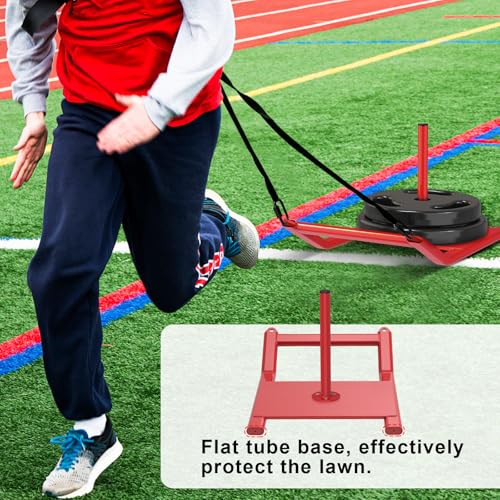 Kipika Weight Sled, Workout Sled, Fitness Strength Training Sled, Speed Training Sled for Athletic Exercise, Speed Improvement, Easily Through Obstacles, Suitable for 1" & 2" Weight Plate - color: A- Red