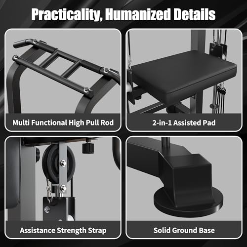 soges Power Tower Pull Up Bar Station, Height Adjustable Multi-Function Dip Station with Assisted Pad for Home Gym, 330Lbs Capacity Full Body Strength Training Workout Equipment for Beginners & Pros