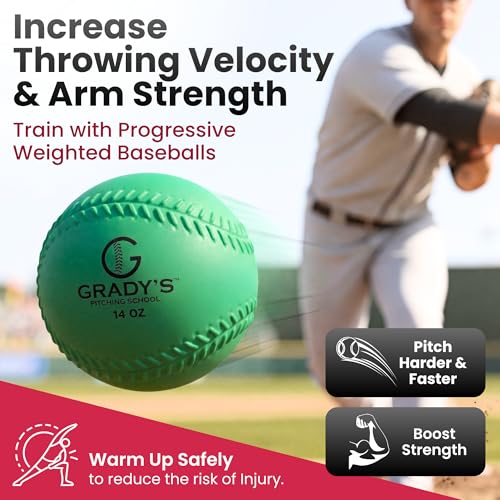 Grady's Pitching School Weighted Velocity Training Ball Set – Seam & Seamless Options for Pitching & Arm Strength + Set of 6 Balls + Carrying Case - style: with seams