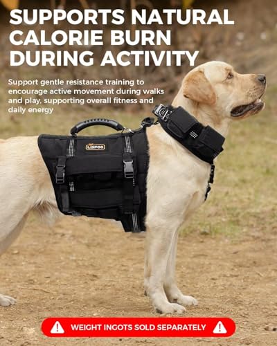 Dog Weight Vest for Exercise, Adjustable Dog Training Vest with Pocketed Design, No Weights Included, Reflective Walking and Conditioning Vest for Medium and Large Dogs, M