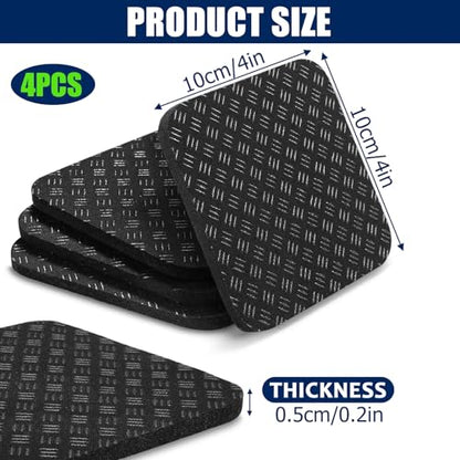 4PCS Double-Sided Non-Slip Exercise Bike Mat Treadmill Mat, 4" x 4" Anti Vibration Mat for Exercise Bike, Treadmill, Walking Pad, Exercise Equipment Mat for Home Gym Floor Protection