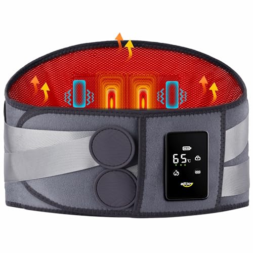 ALLJOY 67" Cordless Heating Pad for Back, FSA Eligible Items Only List, Father-s Day Gift-s for Dad Women Men, Portable Lower Back Massager with 3 Heat 5 Vibration, Wireless Heating Pad for Cramps - color: Grey