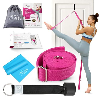 Door Leg Stretcher Strap with Sturdy Door Anchor & Resistance Band - Splits & Flexibility Trainer for Ballet, Dance, Gymnastics, Cheer, Pole | Kids, Teens, Adults | Premium Gift Box, Printed Guide & Travel Bag