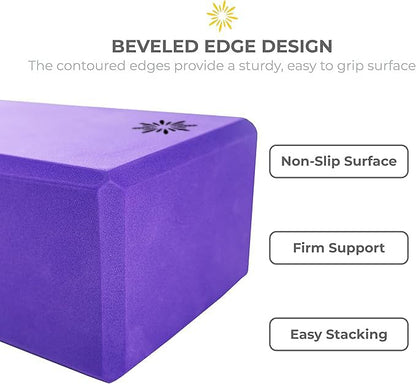 4" Yoga Block, 10 Pack Bulk EVA Foam Yoga Blocks, Firm and Supportive Yoga Brick, Balance Foam for Stretching, Pilates, and Workout, 4" x 6" x 9" - color: Purple