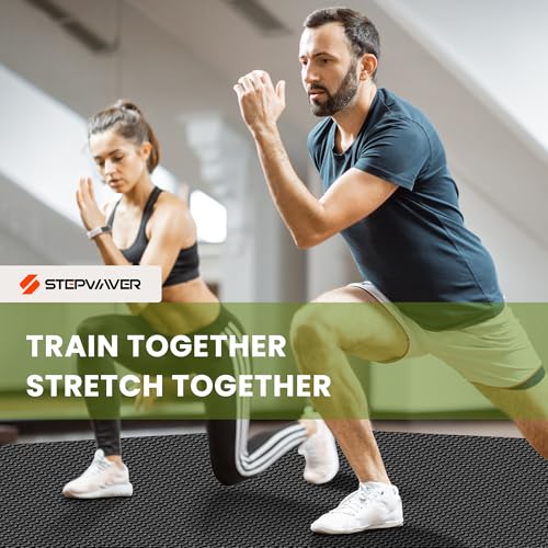 Stepwaver Extra Large Exercise Mat, 7'x5' 8'x6' 10'x6' (8mm) Extra Thick Workout Mats for Home Gym Flooring, Non-Slip, Ultra Durable, High-Density Gym Mat for Cardio,Yoga, Jump Rope, MMA, Weights