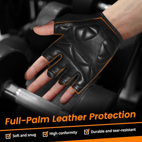 ATERCEL Premium Leather Workout Gloves, Ideal for Men and Women, Suitable for Weightlifting, Gym, Cycling - size: X-Small