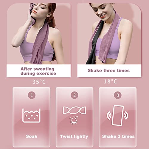 10 Pack Cooling Towels Bulk Microfiber Ice Towel Quick Dry Breathable Chilly Sweat Towel Stay Cool Towel for Neck Face Yoga Gym Workout Running Pilates Beach with Carabin Bag, 40x12'', Pink - color: Pink