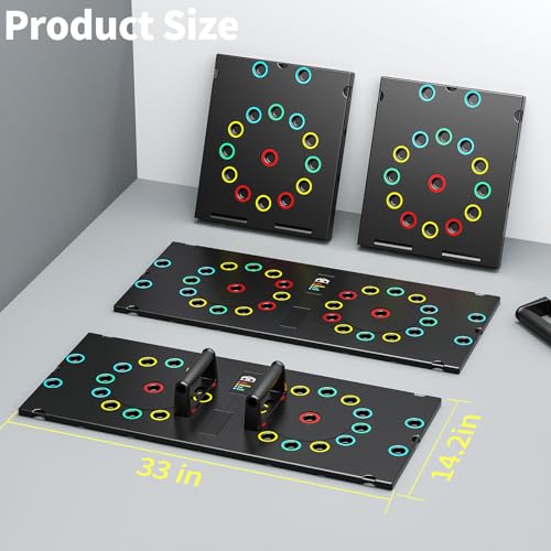 UPREIGN Multi-Functional Push-Up Plate. Portable and Foldable Push-up Board with Handle for Muscle Building and Strength Training - color: Deep Black