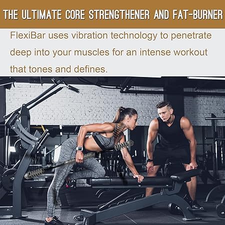 Fitness Exercise Bar,Elastic Fitness Bar,High Frequency Vibration Training Fat Buring Workout Bar for Yoga Pilates Sports,Power Twister for Arm,Abdominal Muscles Strength Exercises In Home Gym