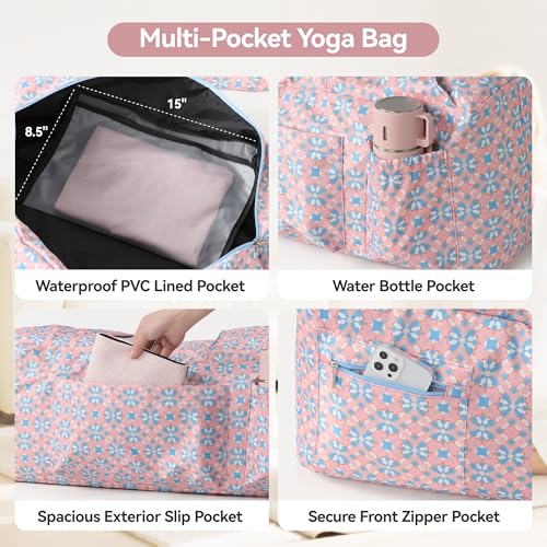 Yoga Mat Bag with Wet Pocket, Large Yoga Mat Carrier Fits All Your Stuff, Personalized Yoga Gifts, Gym Tote Bag for Women